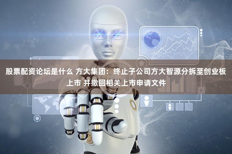 股票配资论坛是什么 方大集团:终止子公司方大智源分拆至创业板上市 并撤回相关上市申请文件